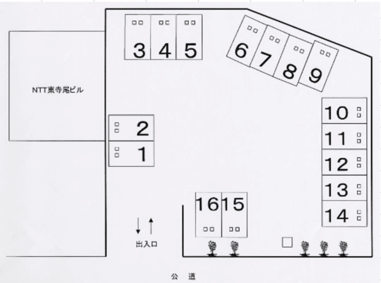 鶴見(東寺尾)駐車場の駐車配置図