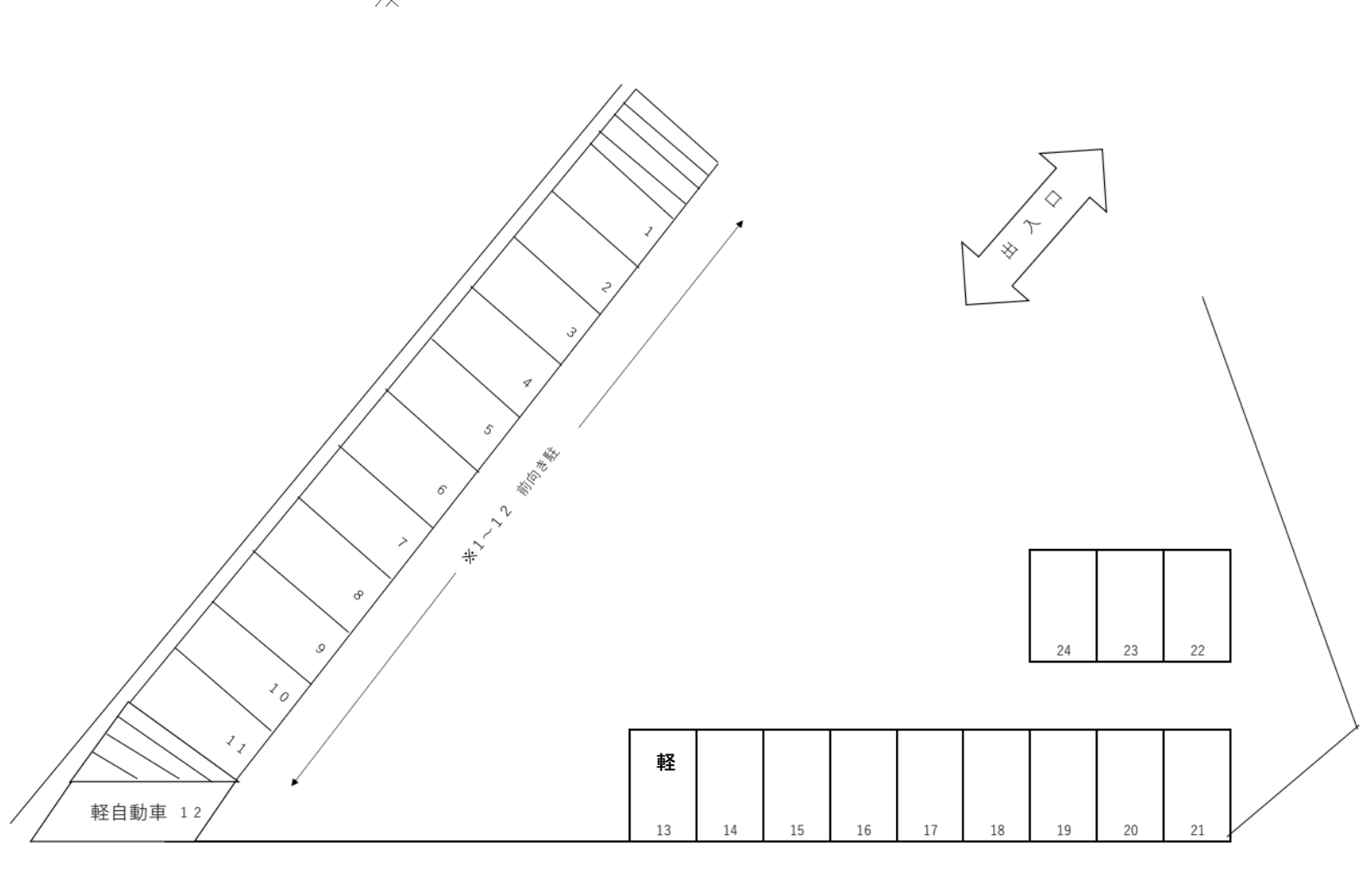 名瀬下駐車場の駐車配置図