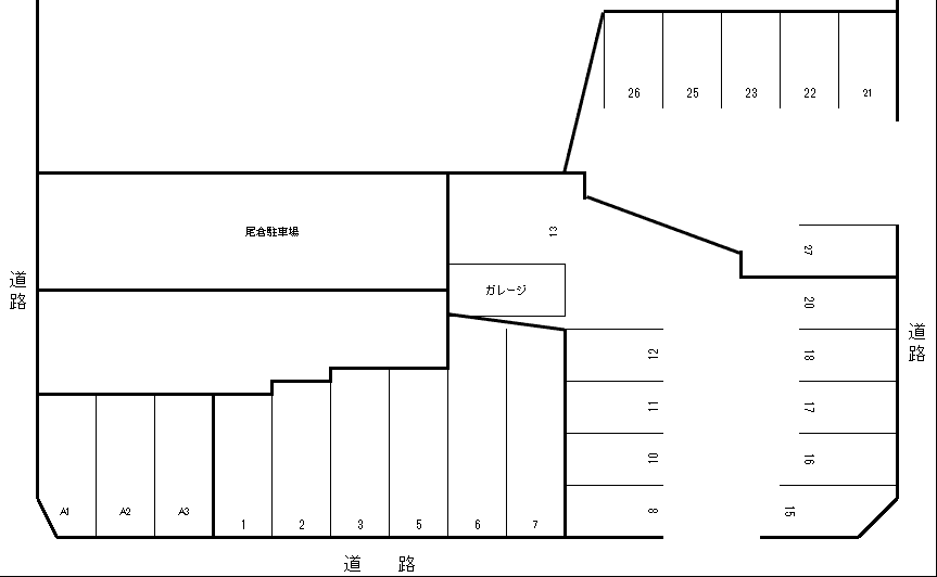あけぼの駐車場の駐車配置図