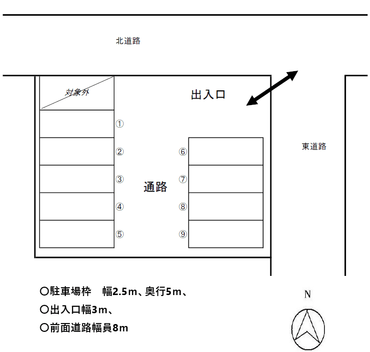 桜が丘西7-1-1賃貸駐車場の駐車配置図