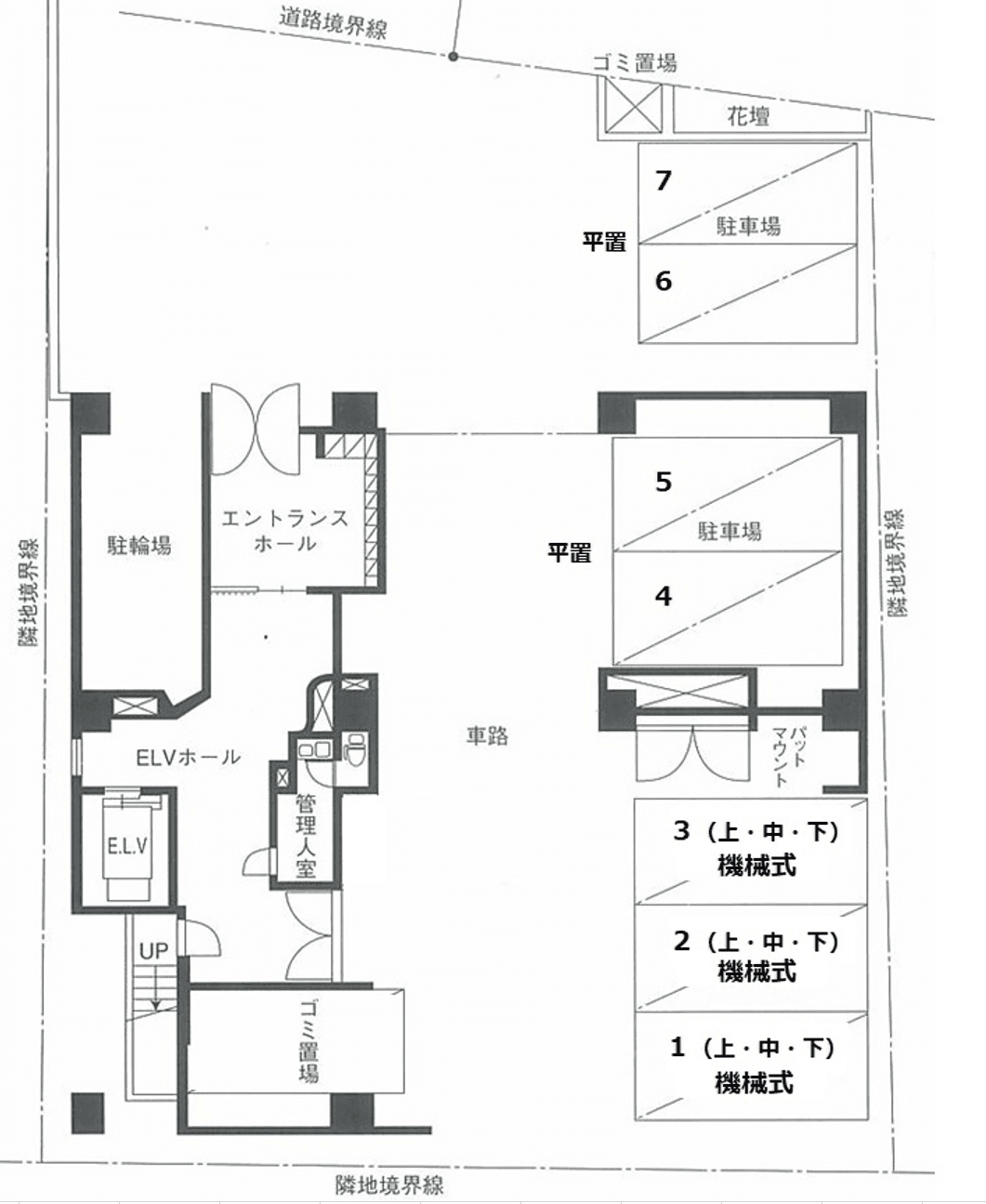 グリフィン横浜・反町公園駐車場の駐車配置図