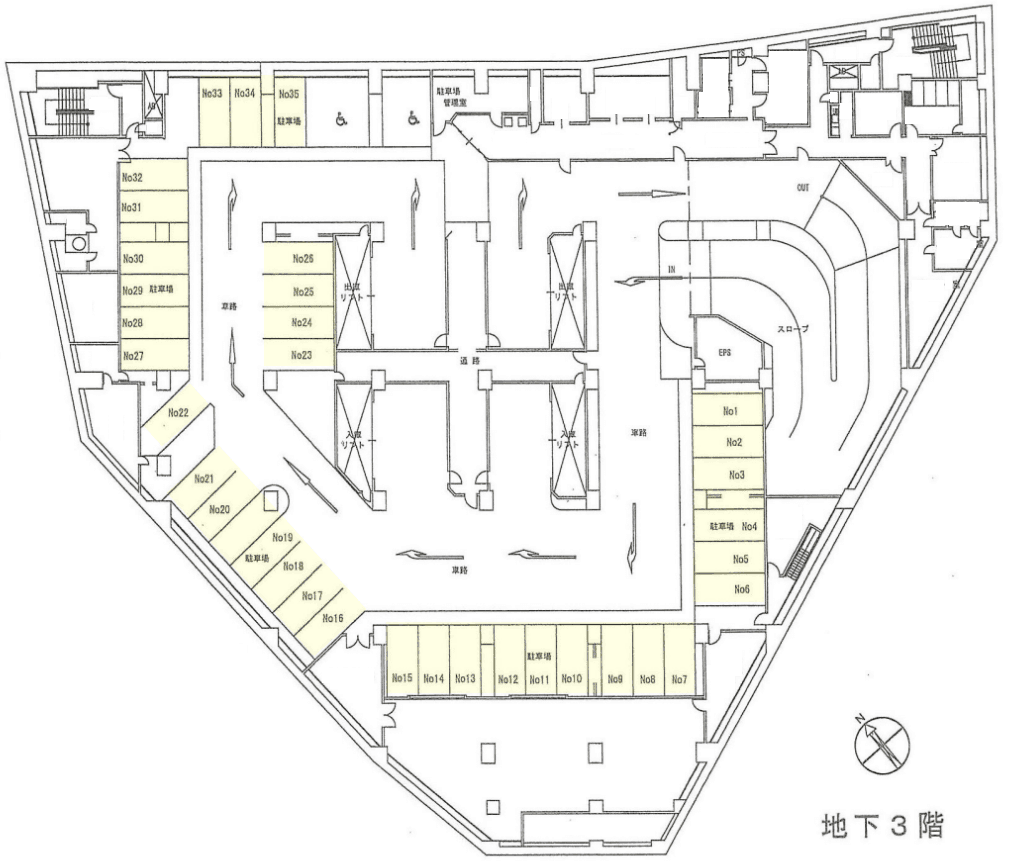 エトレ豊中平面駐車場の駐車配置図