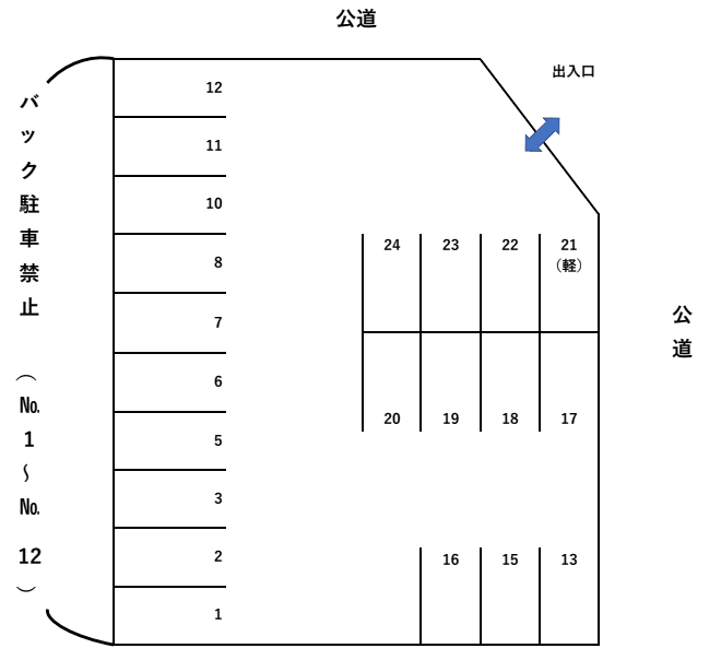 大黒屋パーキング(稲熊)の駐車配置図