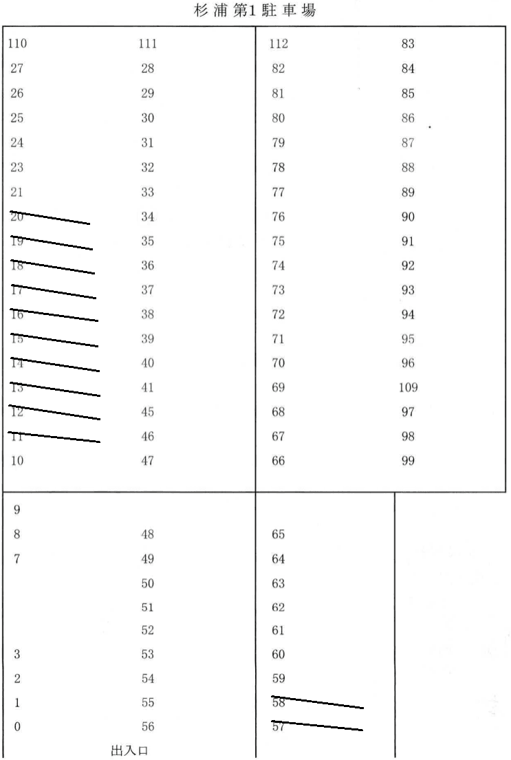 杉浦第1駐車場の駐車配置図