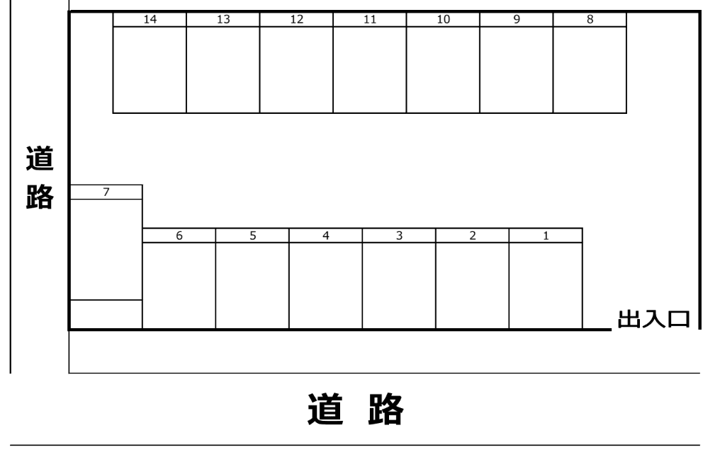 上大利パーキングの駐車配置図