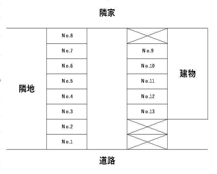 散田町3丁目駐車場の駐車配置図