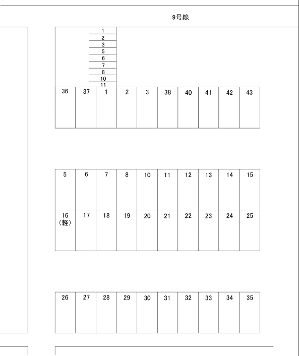 長田駐車場の駐車配置図