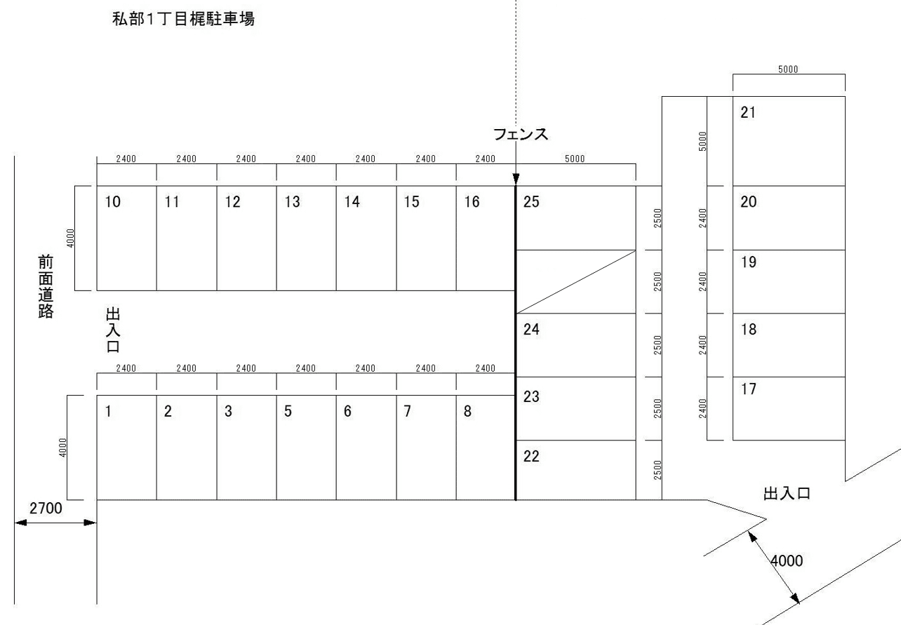 私部1丁目梶駐車場の駐車配置図