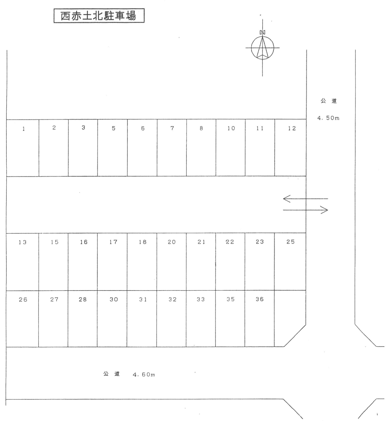 西赤土北駐車場の駐車配置図
