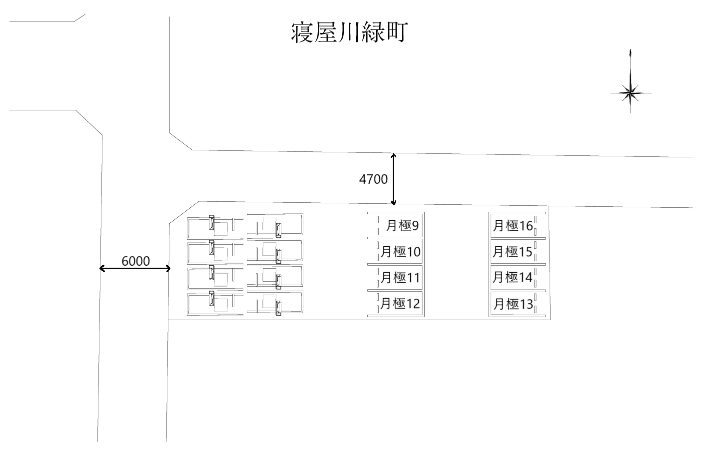 寝屋川緑町の駐車配置図