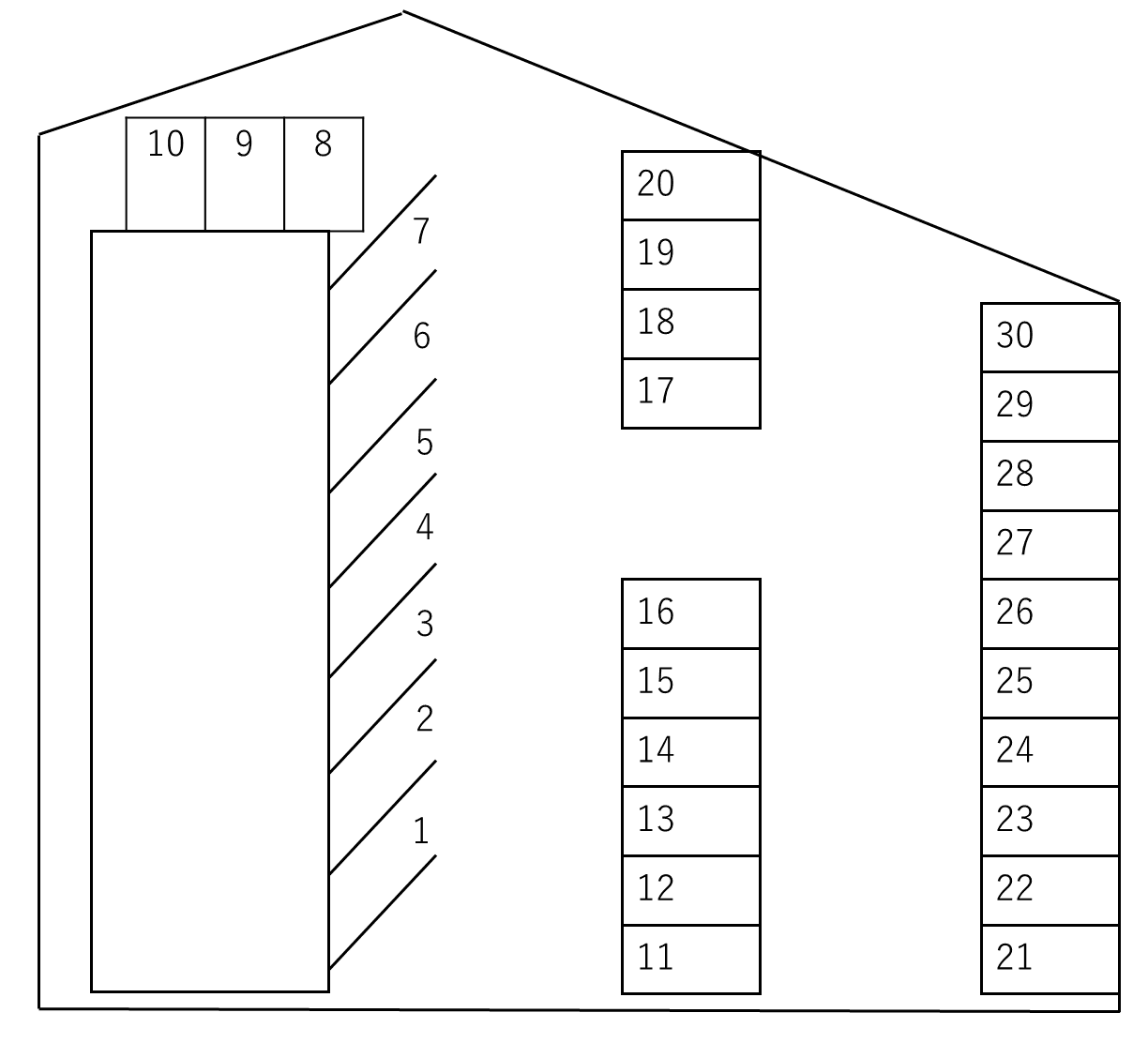 パールハイツ駐車場の駐車配置図