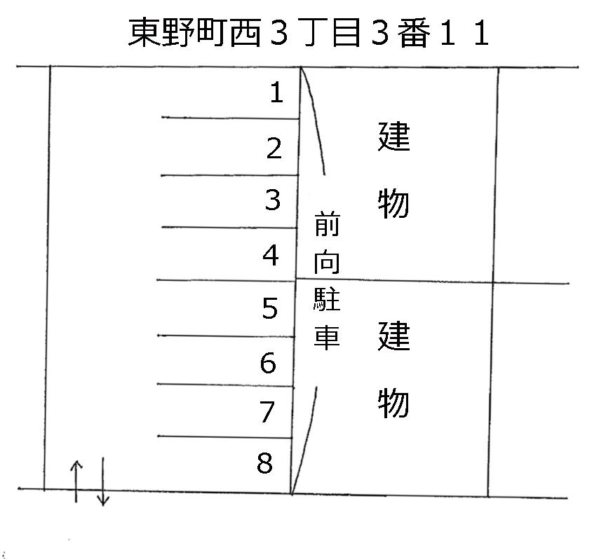 東野町西3丁目3番11の駐車配置図