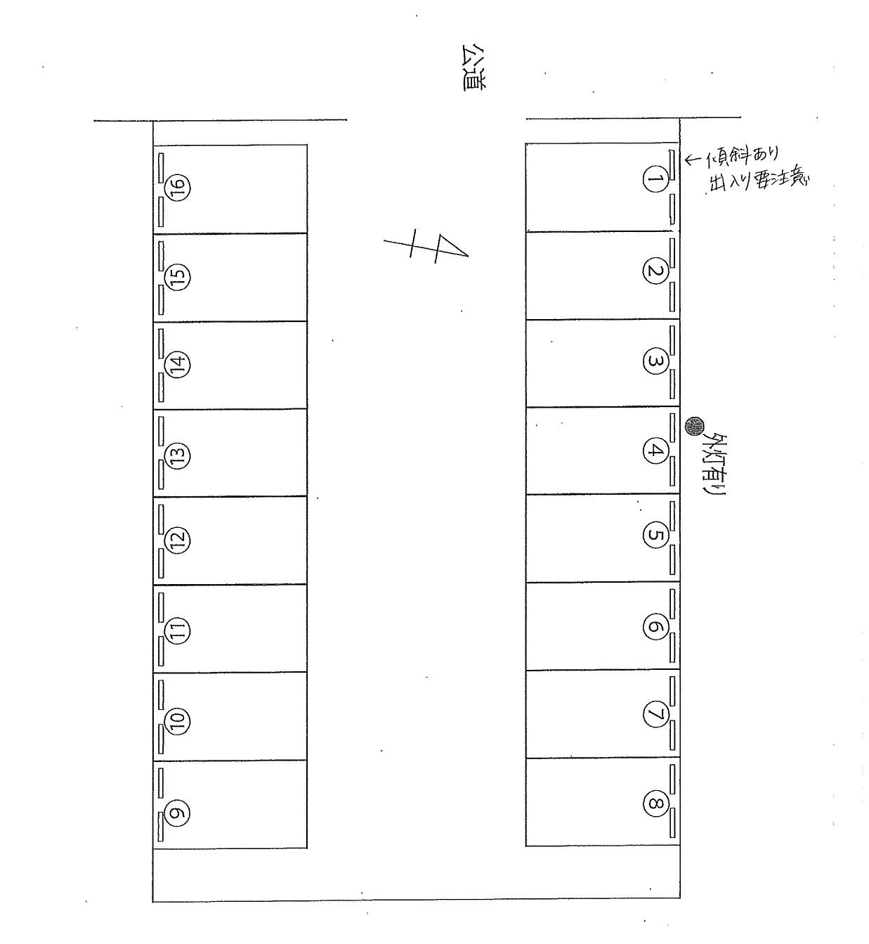 國枝駐車場1の駐車配置図