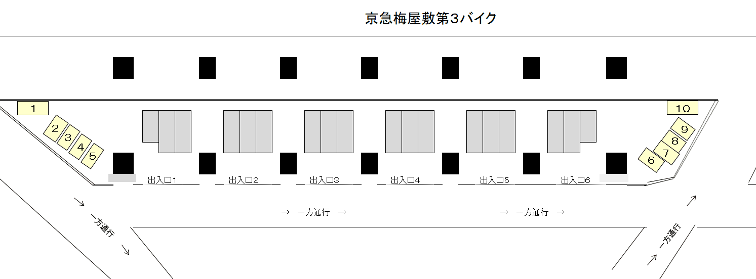 京急梅屋敷第3バイクの駐車配置図