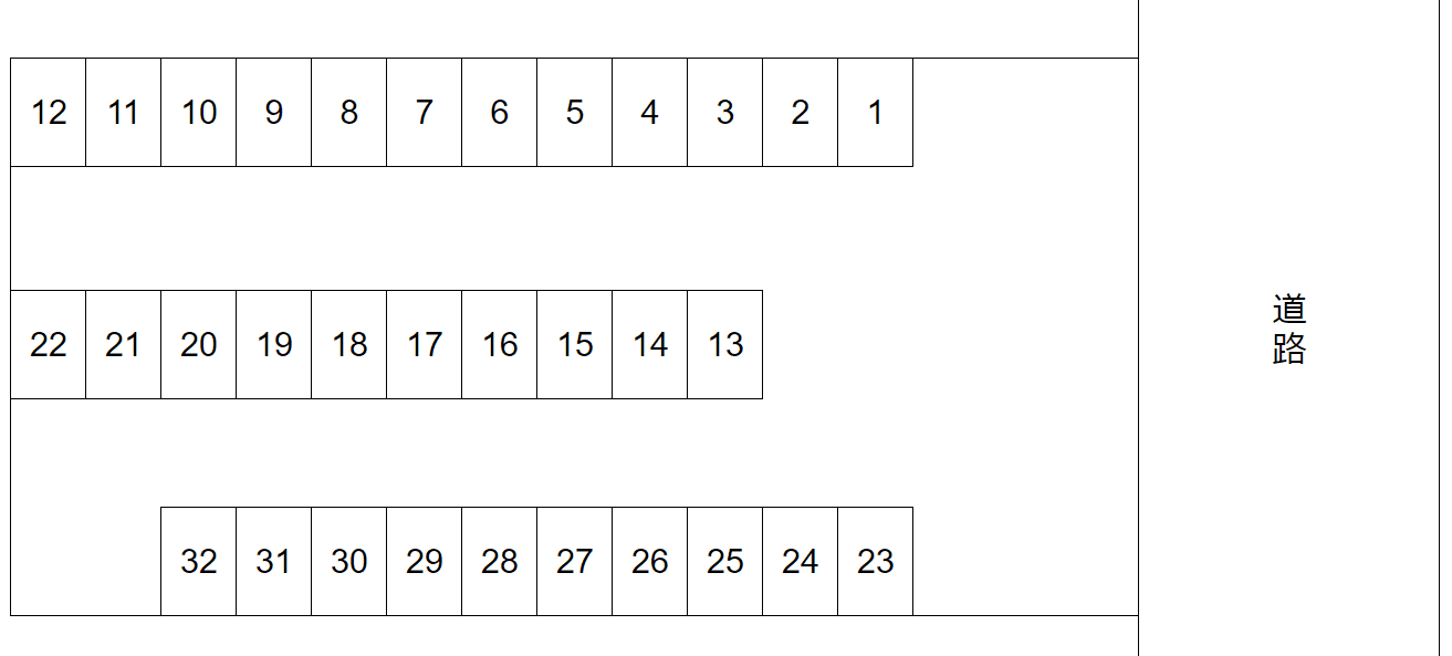 東邦ステンレス工業株式会社 月極有料駐車場の駐車配置図