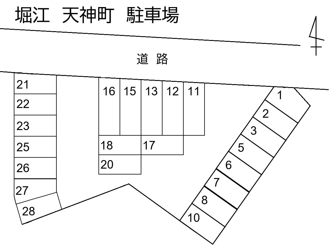 堀江 天神町 駐車場の駐車配置図