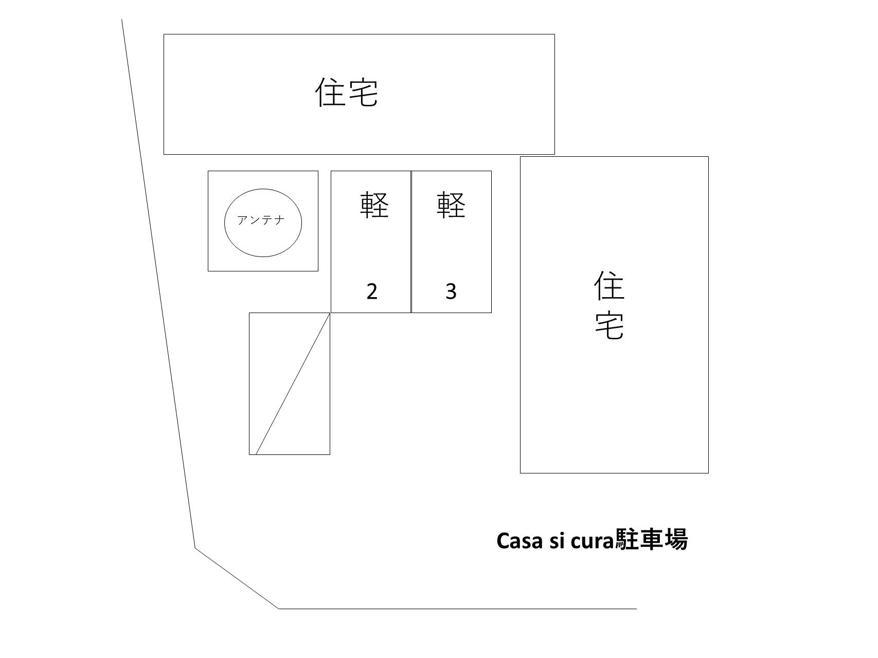 Casa si cura駐車場の駐車配置図