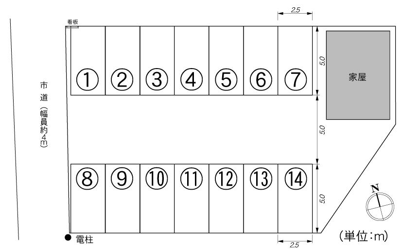 ホットハウス清水沼1丁目パーキングの駐車配置図