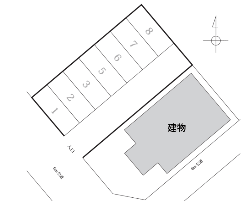 矢作水道駐車場の駐車配置図