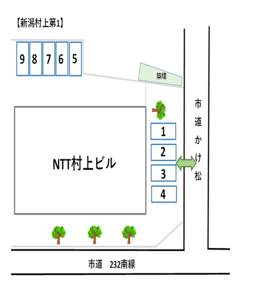 新潟村上第1駐車場の駐車配置図