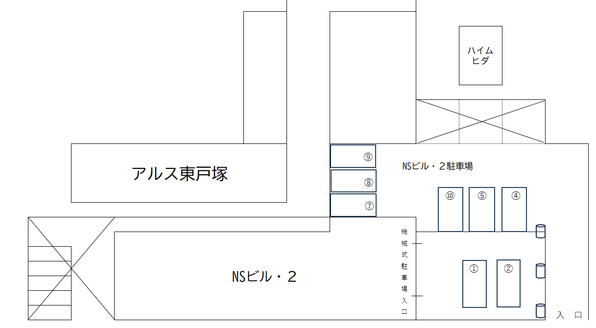 東戸塚NSビル・2駐車場の駐車配置図