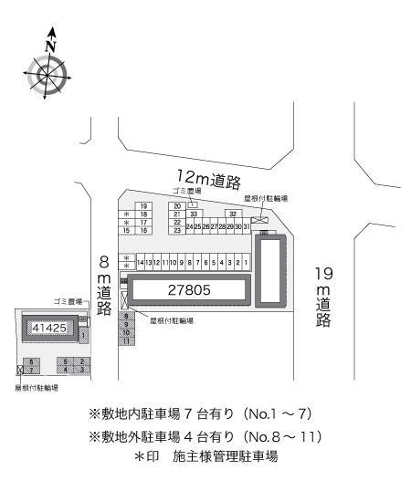 新川Ⅱ(41425) 敷地外駐車場の駐車配置図