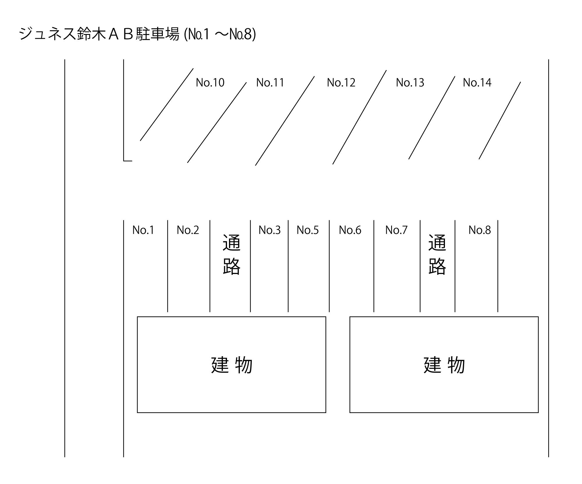 ジュネス鈴木AB駐車場(№10~№14)の駐車配置図