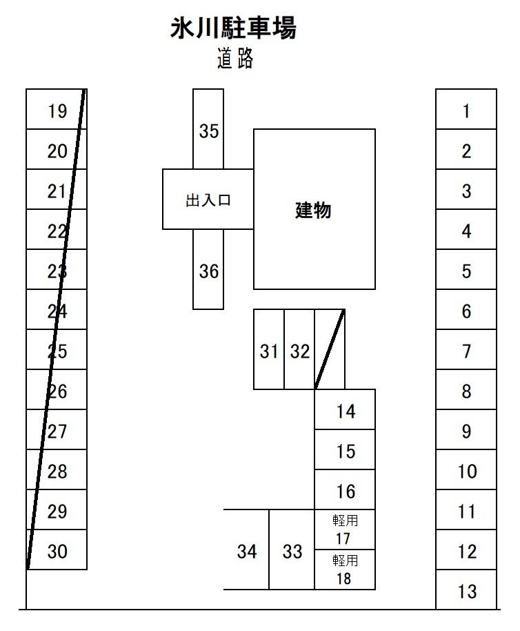 氷川駐車場の駐車配置図
