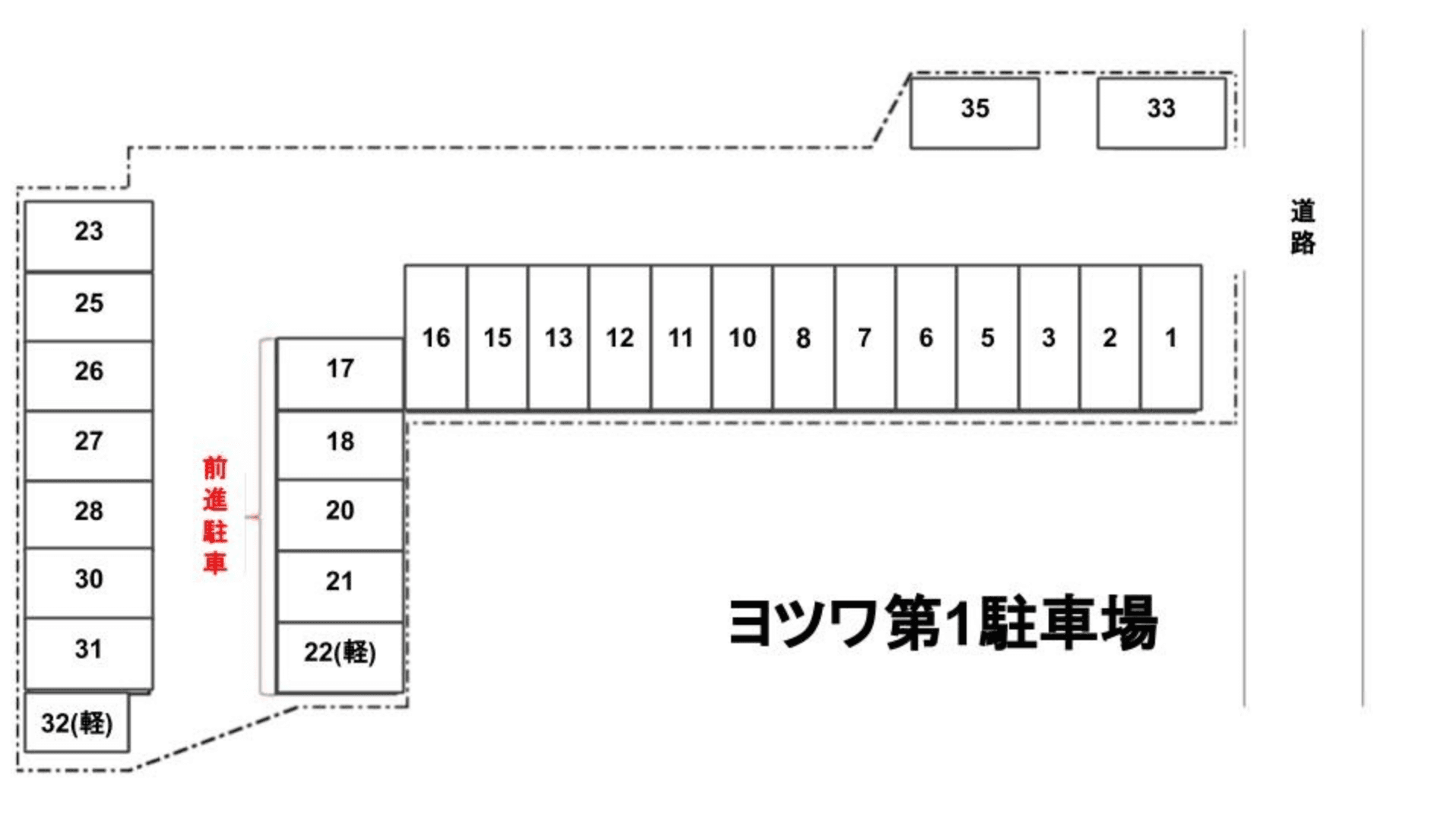 ヨツワ第1駐車場の駐車配置図