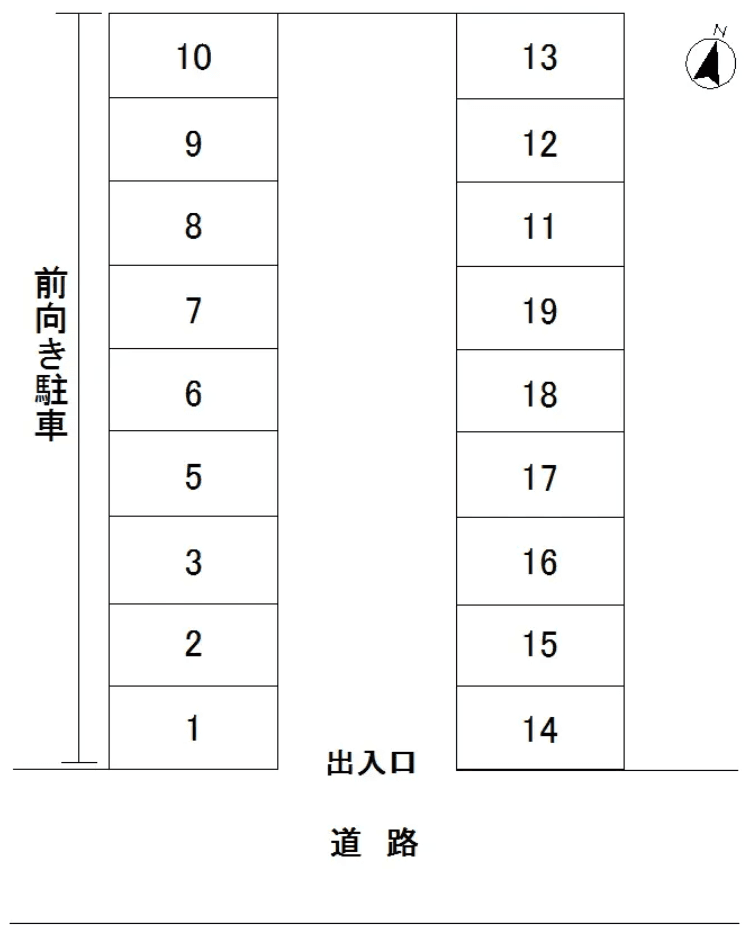 長尾月極駐車場の駐車配置図