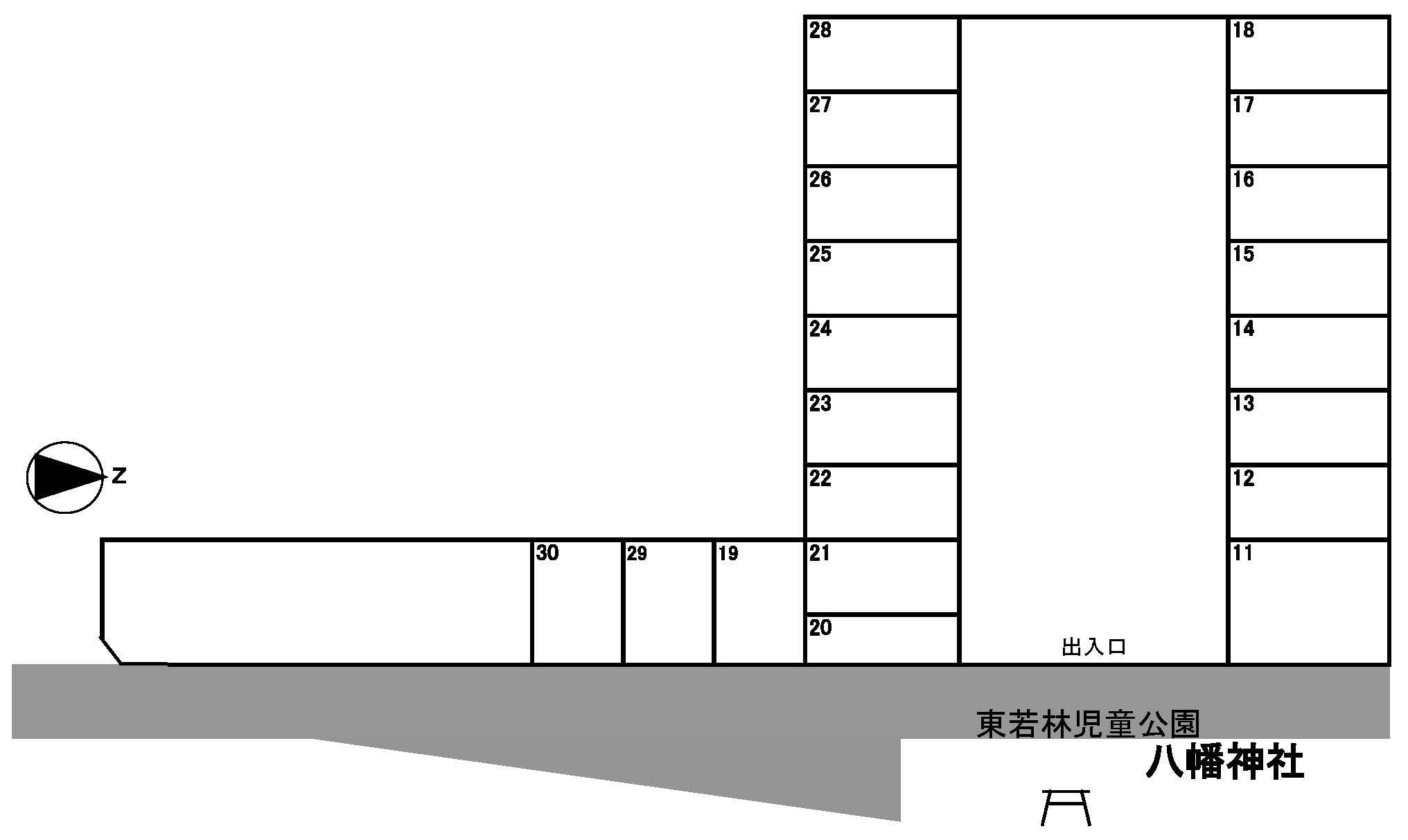 東若林町 KHW16 駐車場の駐車配置図