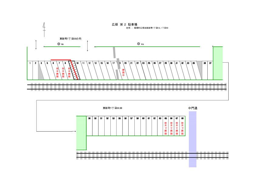 広畑第2駐車場の駐車配置図
