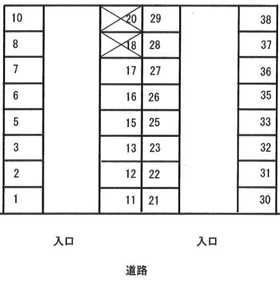 高田駐車場の駐車配置図