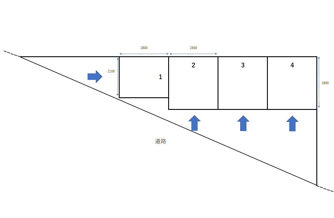 バイクガレージ堀川の駐車配置図