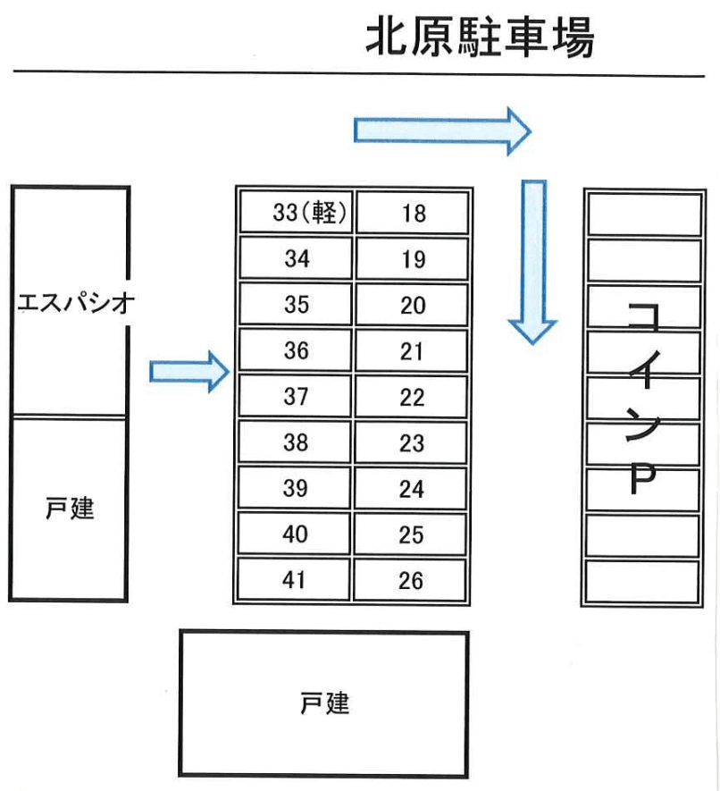 北原駐車場の駐車配置図