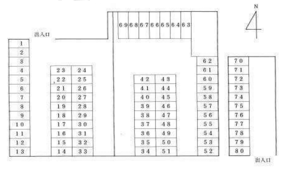 宮竹町吉田様駐車場の駐車配置図