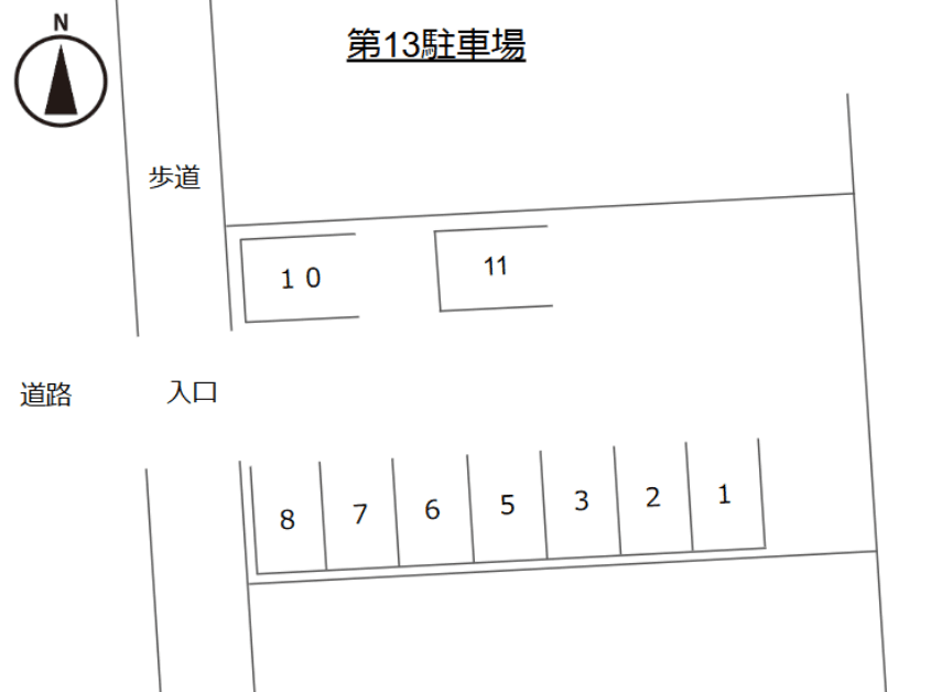 第13駐車場の駐車配置図