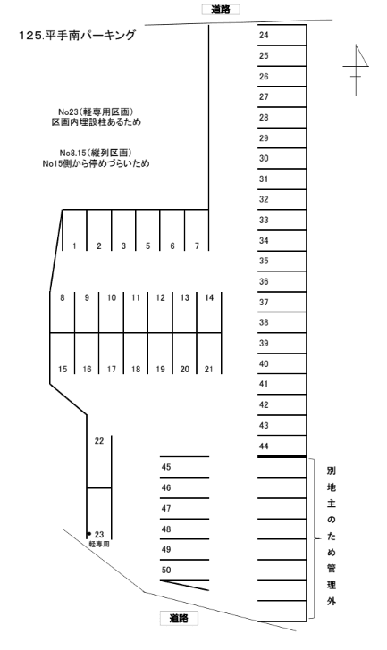 平手南パーキングの駐車配置図