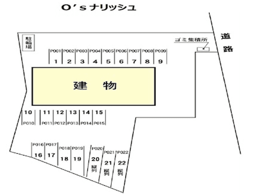 O'sナリッシュ駐車場の駐車配置図