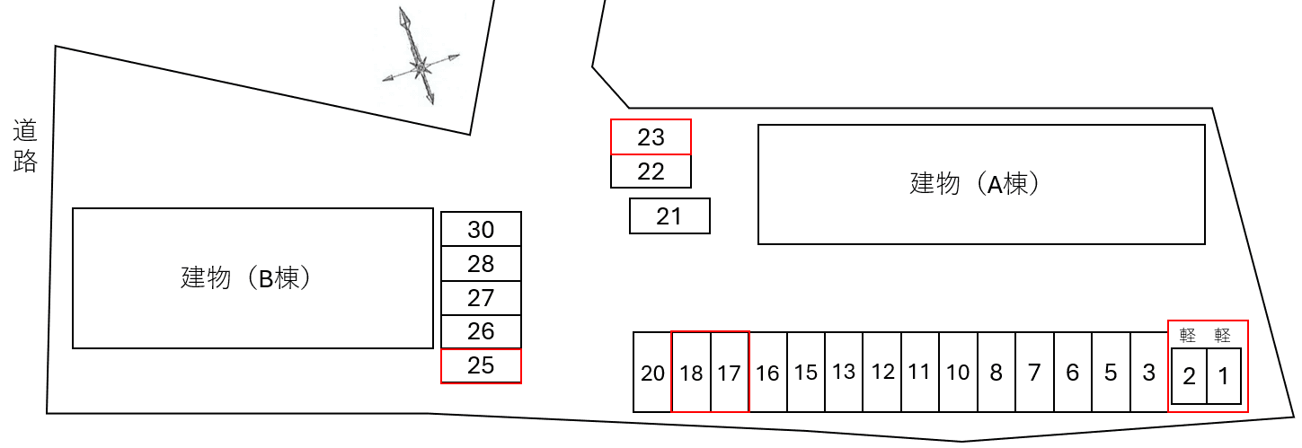 Soleil A・B別駐車場の駐車配置図
