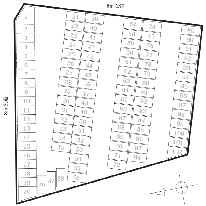 吉原駐車場東の駐車配置図