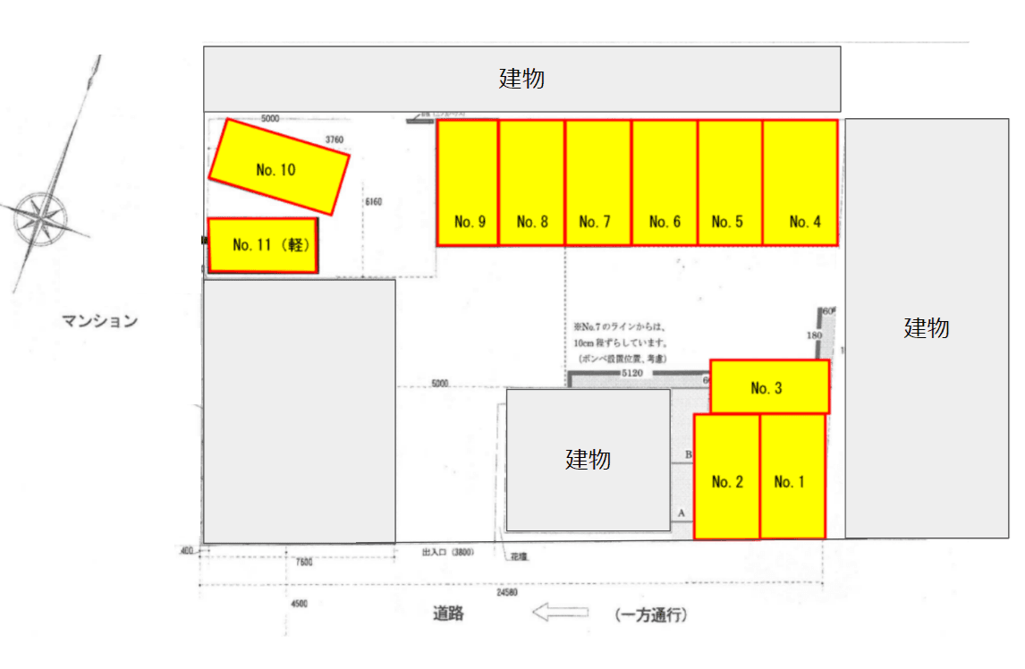 井上駐車場の駐車配置図
