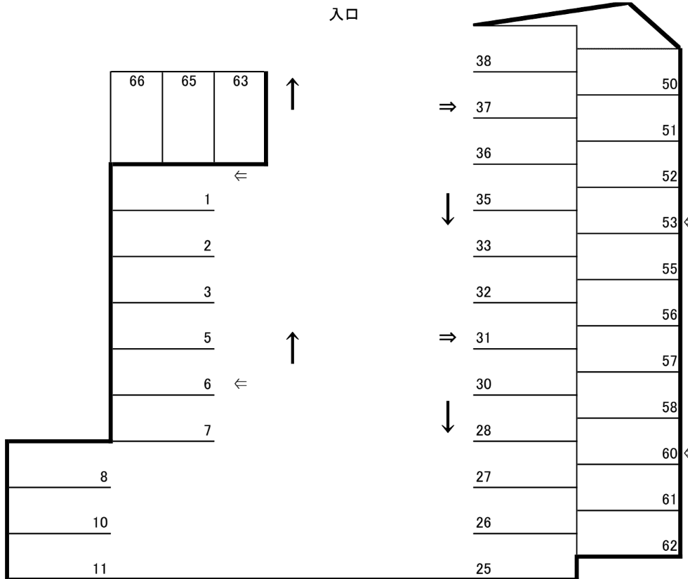 向畑ガレージ 南の駐車配置図