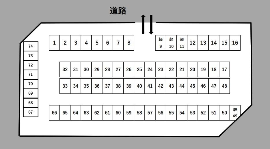 株式会社タカラ鶴ケ谷月極駐車場の駐車配置図