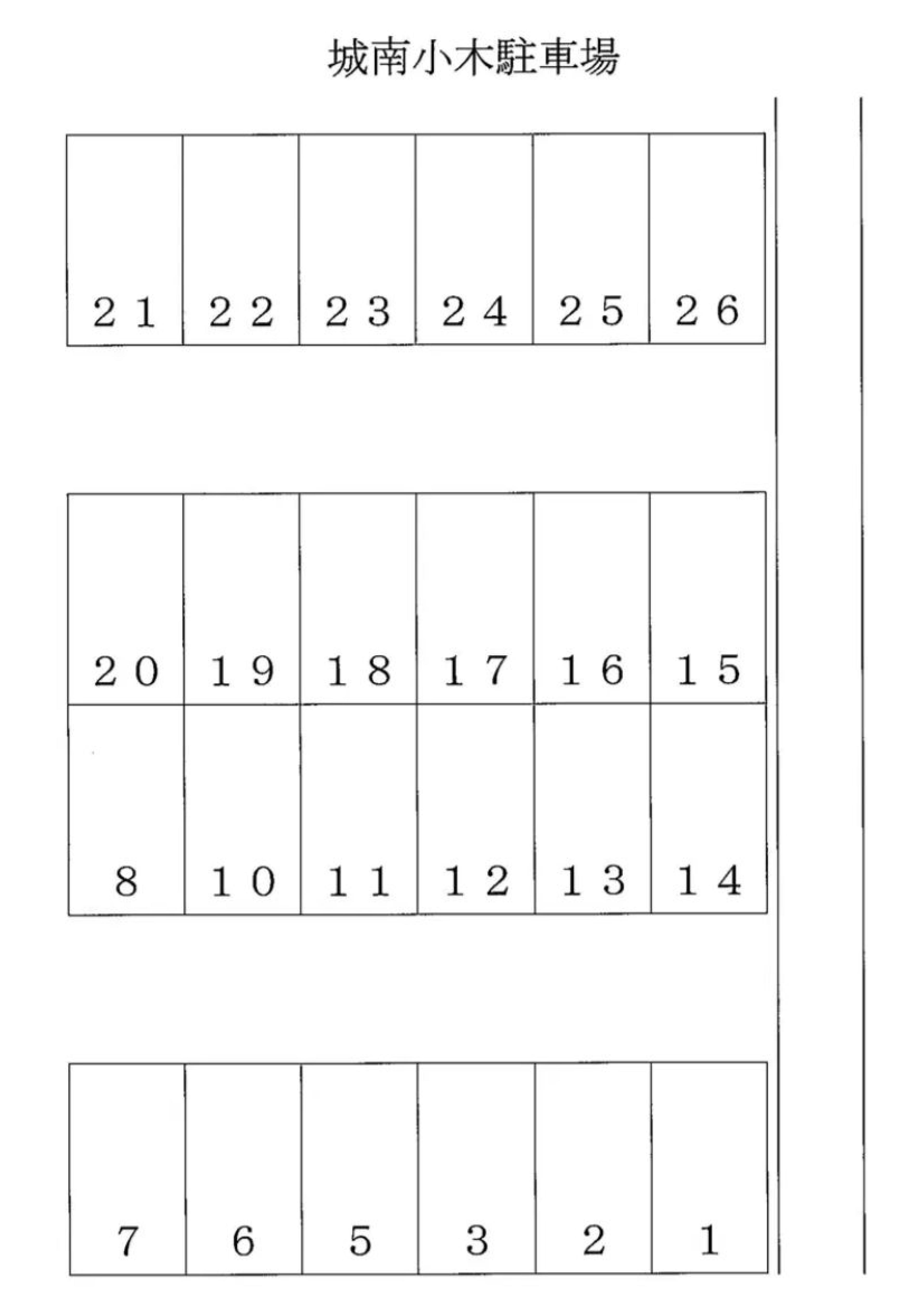 城南小木駐車場の駐車配置図