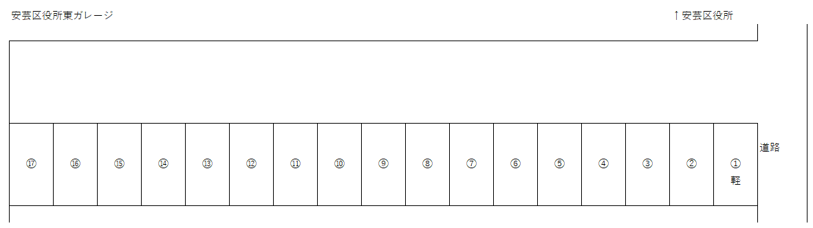 安芸区役所東ガレージの駐車配置図