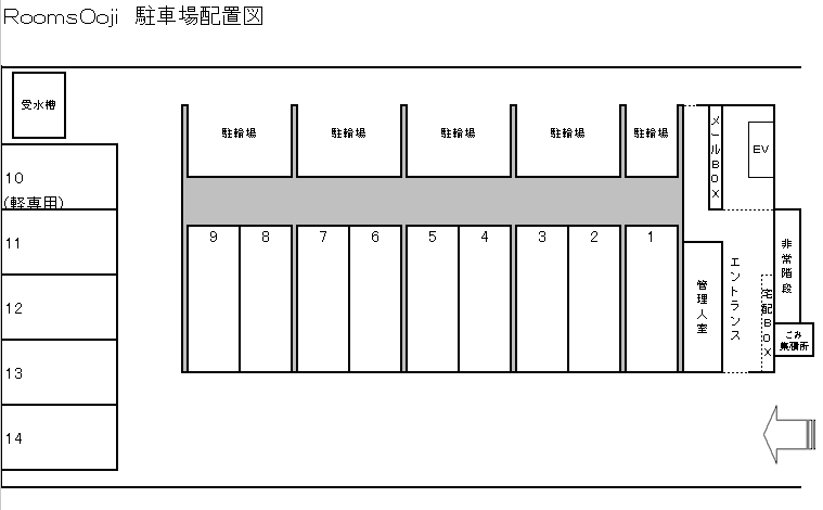 Rooms Oojiの駐車配置図