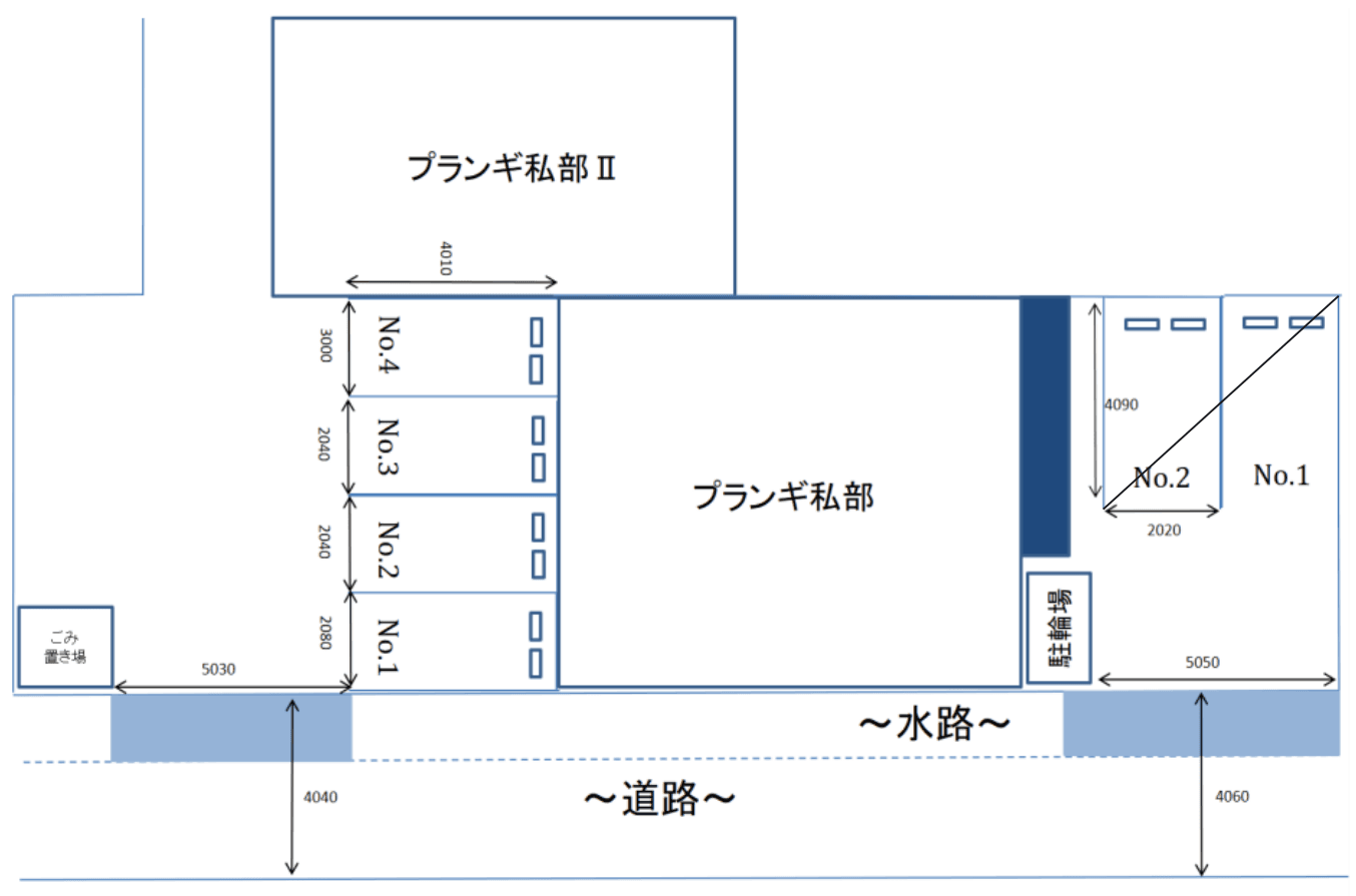 プランギ私部Ⅱの駐車配置図
