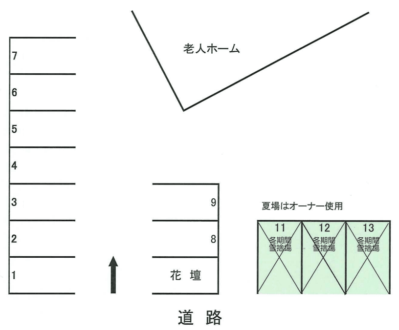 里塚3条3丁目駐車場の駐車配置図