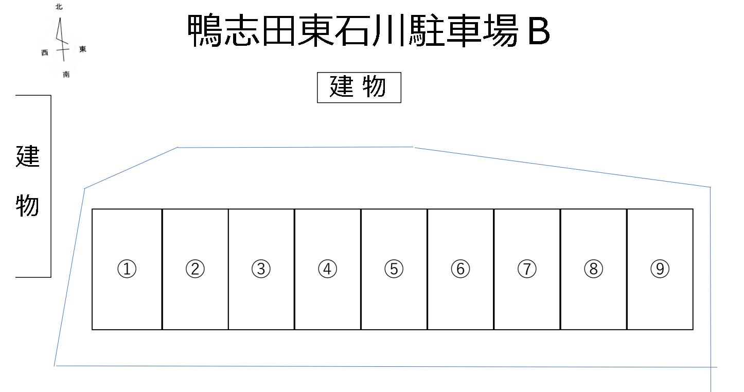 鴨志田東石川駐車場Bの駐車配置図